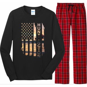 Huntington Beach Summer Sunset American Flag Meaningful Gift Long Sleeve Pajama Set