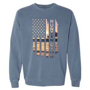 Huntington Beach Summer Sunset American Flag Meaningful Gift Garment-Dyed Sweatshirt