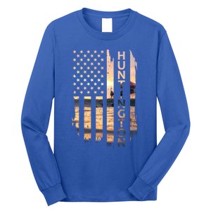 Huntington Beach Summer Sunset American Flag Meaningful Gift Long Sleeve Shirt