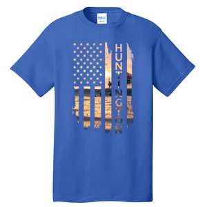 Huntington Beach Summer Sunset American Flag Meaningful Gift Tall T-Shirt