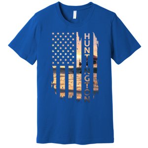 Huntington Beach Summer Sunset American Flag Meaningful Gift Premium T-Shirt