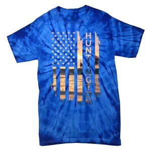 Huntington Beach Summer Sunset American Flag Meaningful Gift Tie-Dye T-Shirt