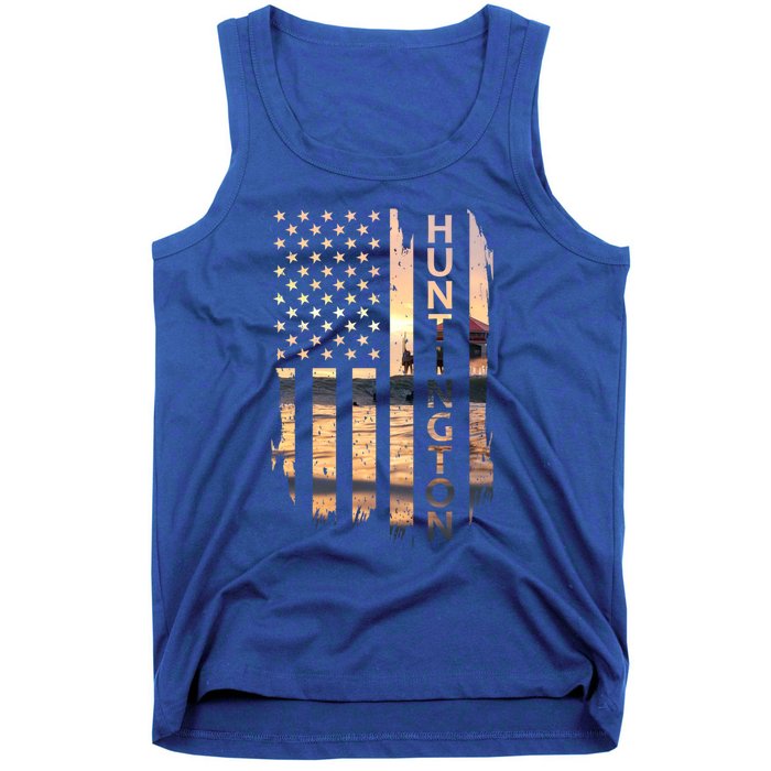 Huntington Beach Summer Sunset American Flag Meaningful Gift Tank Top