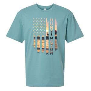 Huntington Beach Summer Sunset American Flag Meaningful Gift Sueded Cloud Jersey T-Shirt