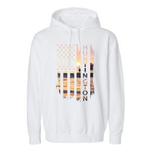 Huntington Beach Summer Sunset American Flag Meaningful Gift Garment-Dyed Fleece Hoodie