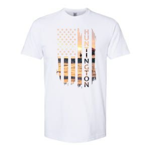 Huntington Beach Summer Sunset American Flag Meaningful Gift Softstyle CVC T-Shirt