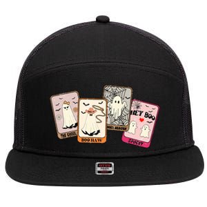 Hey Boo Spooky Season Cute Ghost Halloween Card Funny Funny Gift 7 Panel Mesh Trucker Snapback Hat