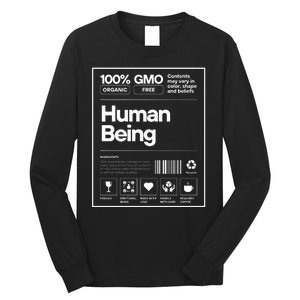 Human Being Science Ingredients Medical Label Funny Long Sleeve Shirt