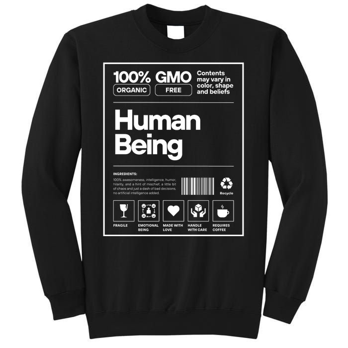 Human Being Science Ingredients Medical Label Funny Sweatshirt