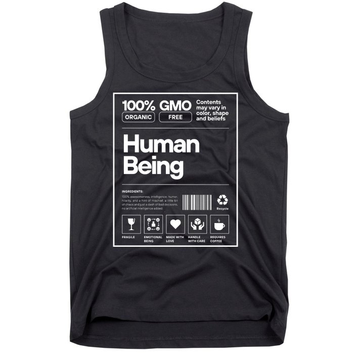 Human Being Science Ingredients Medical Label Funny Tank Top