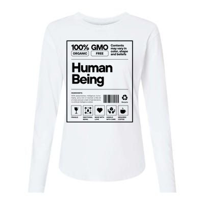 Human Being Science Ingredients Medical Label Womens Cotton Relaxed Long Sleeve T-Shirt