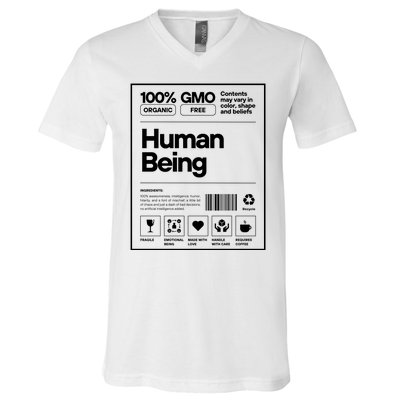 Human Being Science Ingredients Medical Label V-Neck T-Shirt