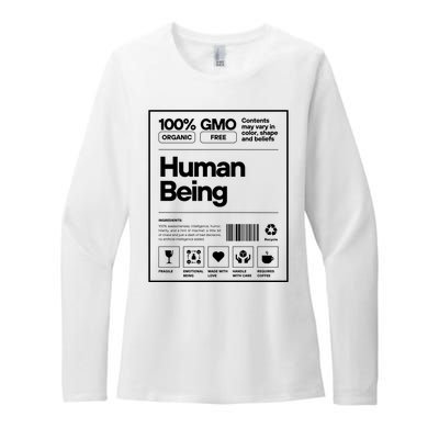 Human Being Science Ingredients Medical Label Womens CVC Long Sleeve Shirt