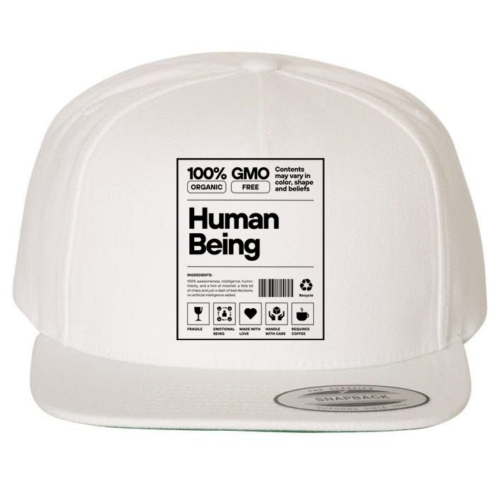 Human Being Science Ingredients Medical Label Wool Snapback Cap