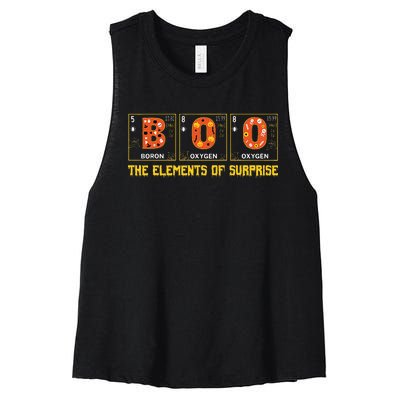 Halloween Boo School Chemistry Nerd Physics Pumpkin Gift Women's Racerback Cropped Tank