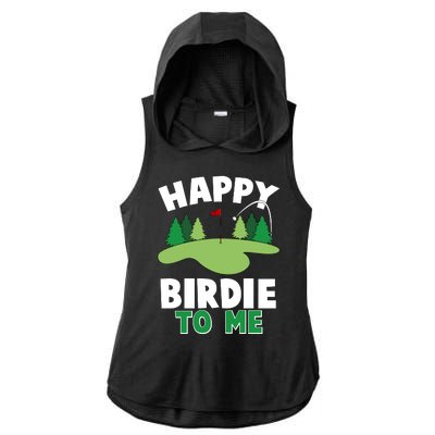 Happy Birdie To Me Golfing Ladies PosiCharge Tri-Blend Wicking Draft Hoodie Tank