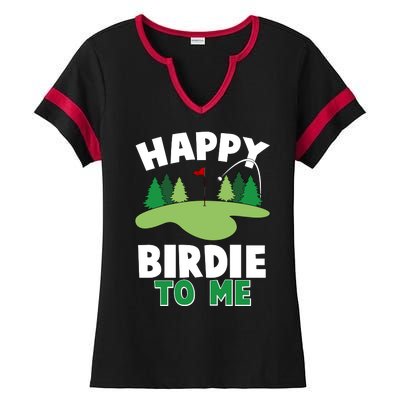 Happy Birdie To Me Golfing Ladies Halftime Notch Neck Tee