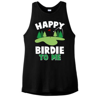 Happy Birdie To Me Golfing Ladies PosiCharge Tri-Blend Wicking Tank