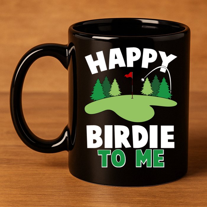 Happy Birdie To Me Golfing 11oz C Handle Ceramic Mug