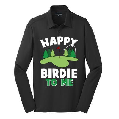 Happy Birdie To Me Golfing Silk Touch Performance Long Sleeve Polo