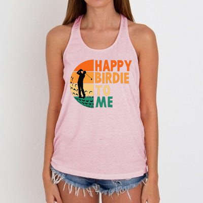 Happy Birdie To Me Golf Golfing Golfer Funny Player Birthday Women's Knotted Racerback Tank