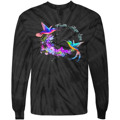 Hummingbird Bird Tree Beautiful Nature Spirit Tie-Dye Long Sleeve Shirt