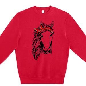 Horse Bandana T for Horseback Riding Horse Lover Premium Crewneck Sweatshirt