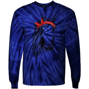 Horse Bandana T for Horseback Riding Horse Lover Tie-Dye Long Sleeve Shirt