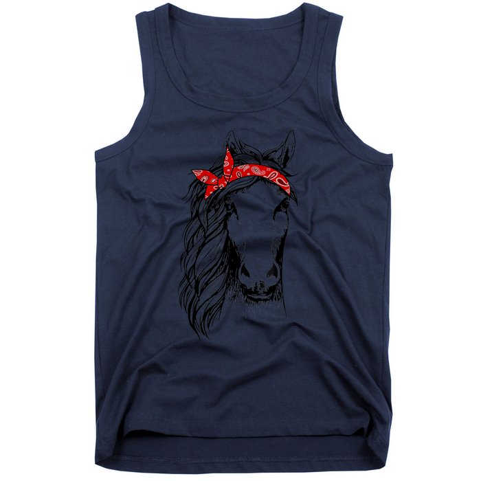 Horse Bandana T for Horseback Riding Horse Lover Tank Top