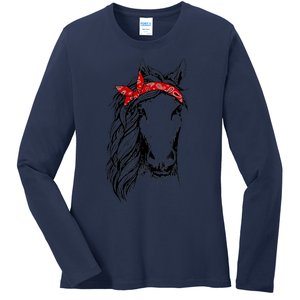 Horse Bandana T for Horseback Riding Horse Lover Ladies Long Sleeve Shirt