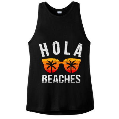 Hola Beaches Tank Top Funny Beach Vacation Shirt Summer Ladies PosiCharge Tri-Blend Wicking Tank
