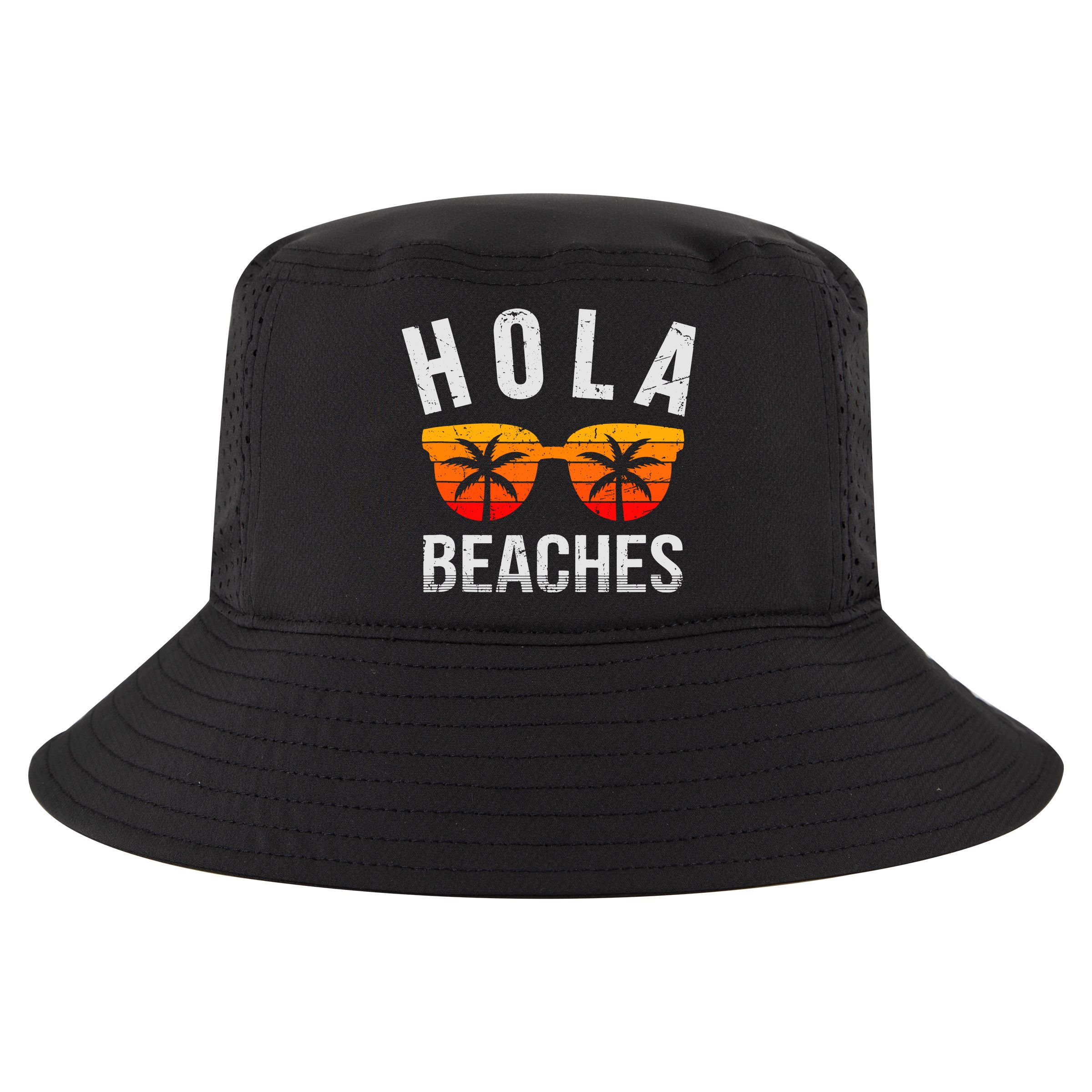 Hola Beaches Tank Top Funny Beach Vacation Shirt Summer Cool Comfort Performance Bucket Hat