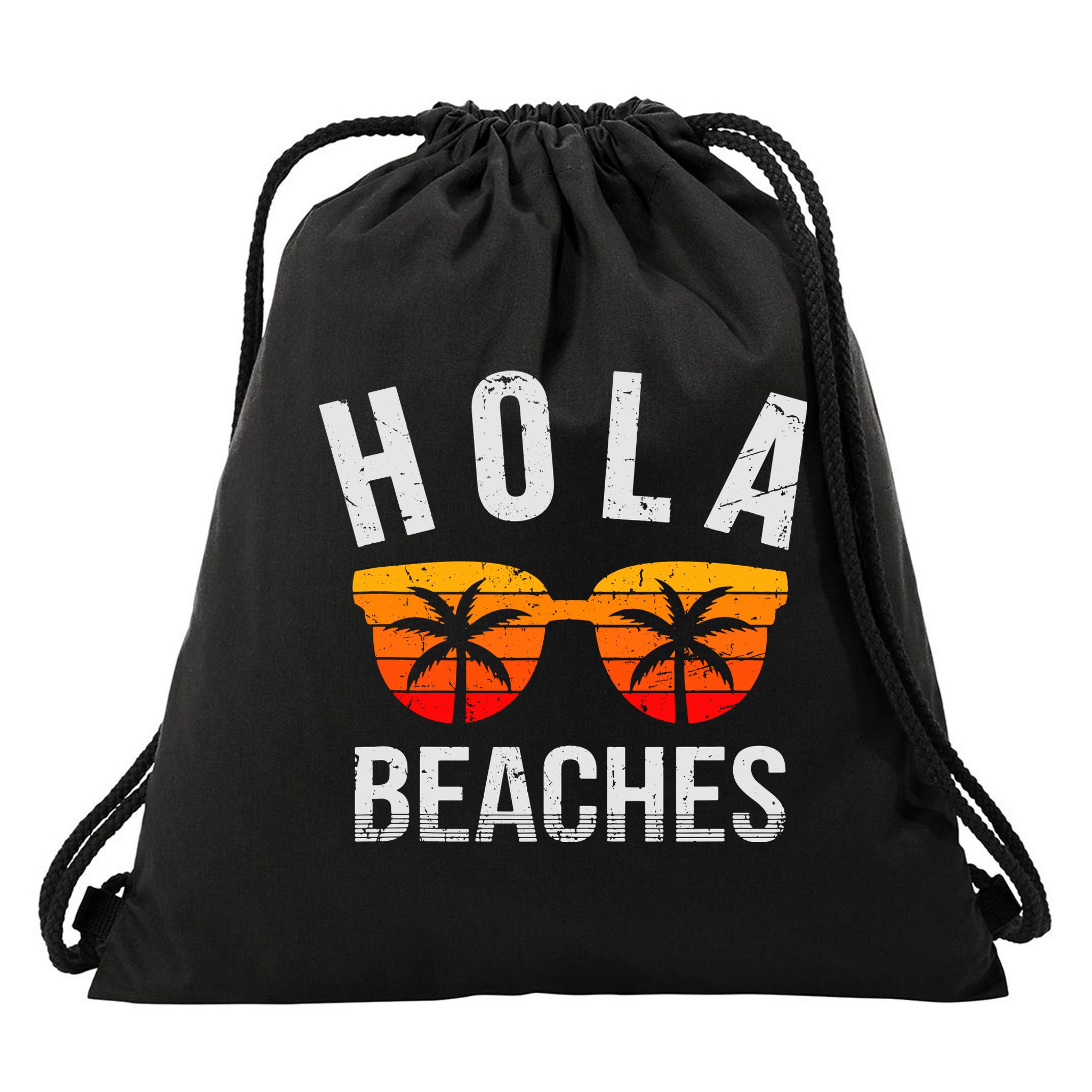 Hola Beaches Tank Top Funny Beach Vacation Shirt Summer Drawstring Bag