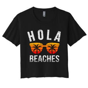 Hola Beaches Tank Top Funny Beach Vacation Shirt Summer Women's Crop Top Tee