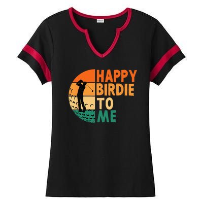 Happy Birdie To Me Golf Golfing Golfer Funny Player Birthday Ladies Halftime Notch Neck Tee