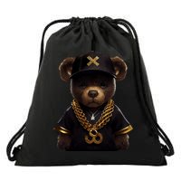 Hipster Bear Thug Drawstring Bag