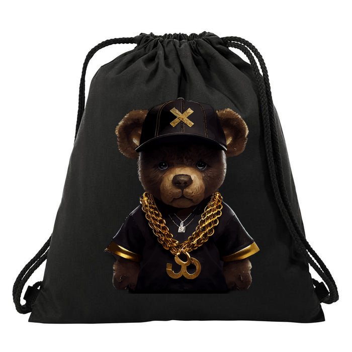 Hipster Bear Thug Drawstring Bag