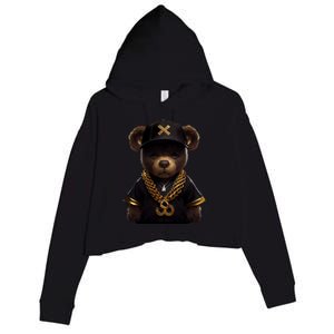 Hipster Bear Thug Crop Fleece Hoodie