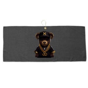 Hipster Bear Thug Large Microfiber Waffle Golf Towel