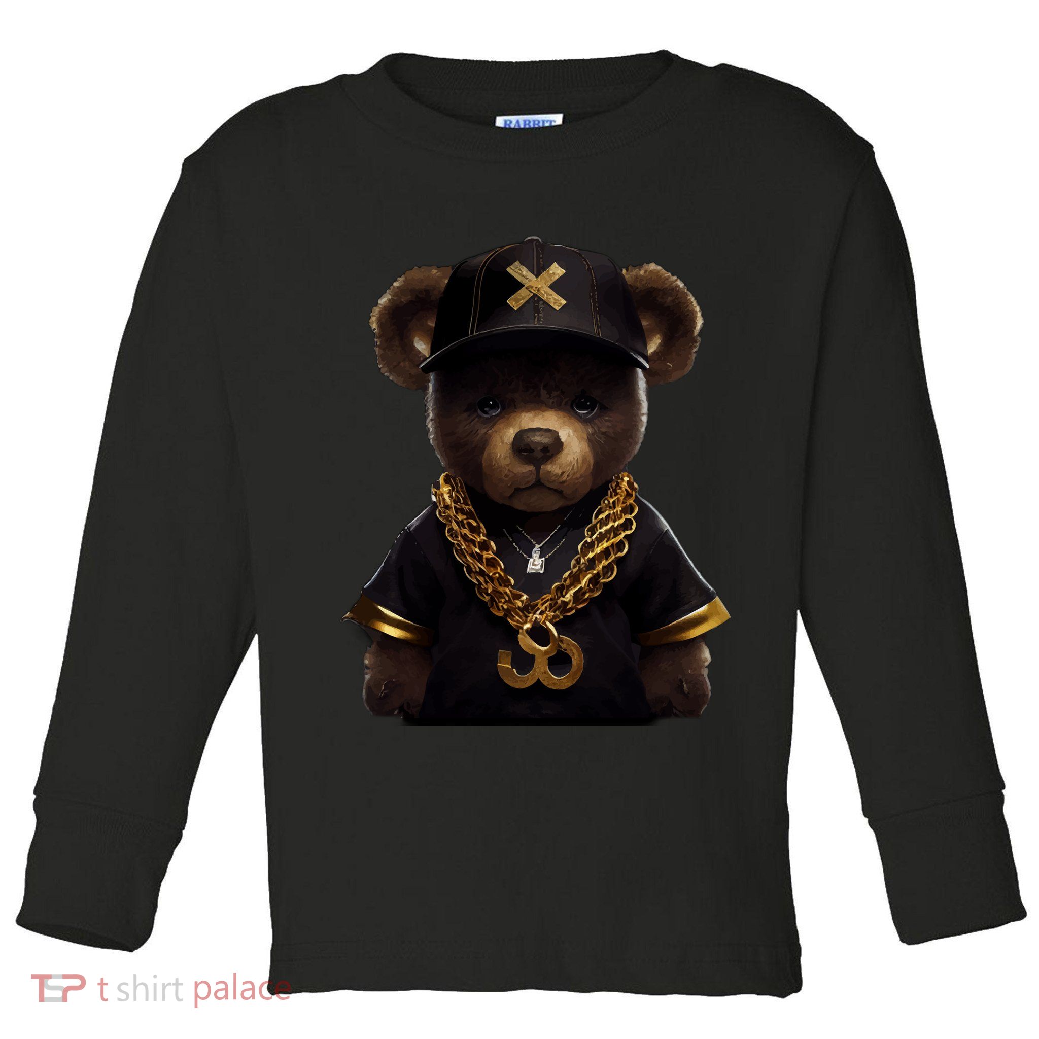 Hipster Bear Thug Toddler Long Sleeve Shirt