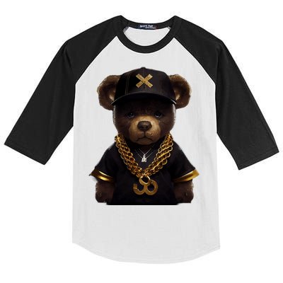 Hipster Bear Thug Kids Colorblock Raglan Jersey