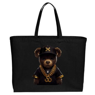 Hipster Bear Thug Cotton Canvas Jumbo Tote