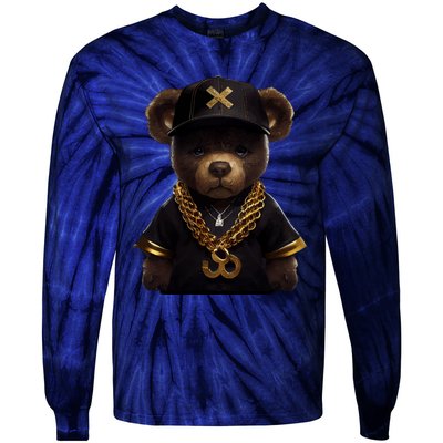 Hipster Bear Thug Tie-Dye Long Sleeve Shirt