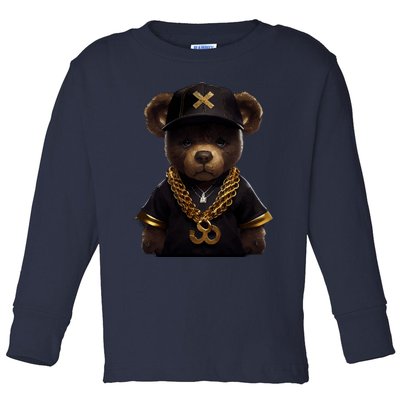 Hipster Bear Thug Toddler Long Sleeve Shirt