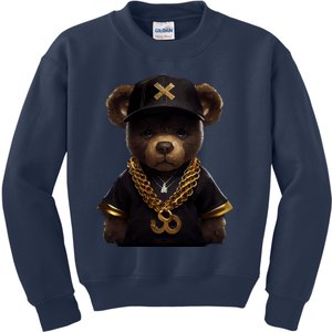 Hipster Bear Thug Kids Sweatshirt