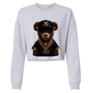 Hipster Bear Thug Cropped Pullover Crew