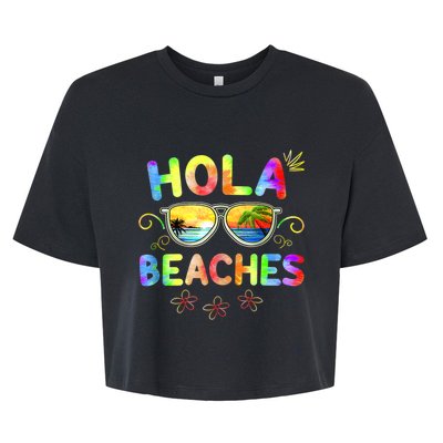 Hola Beaches Tie Dye Funny Beach Vacation Summer Bella+Canvas Jersey Crop Tee