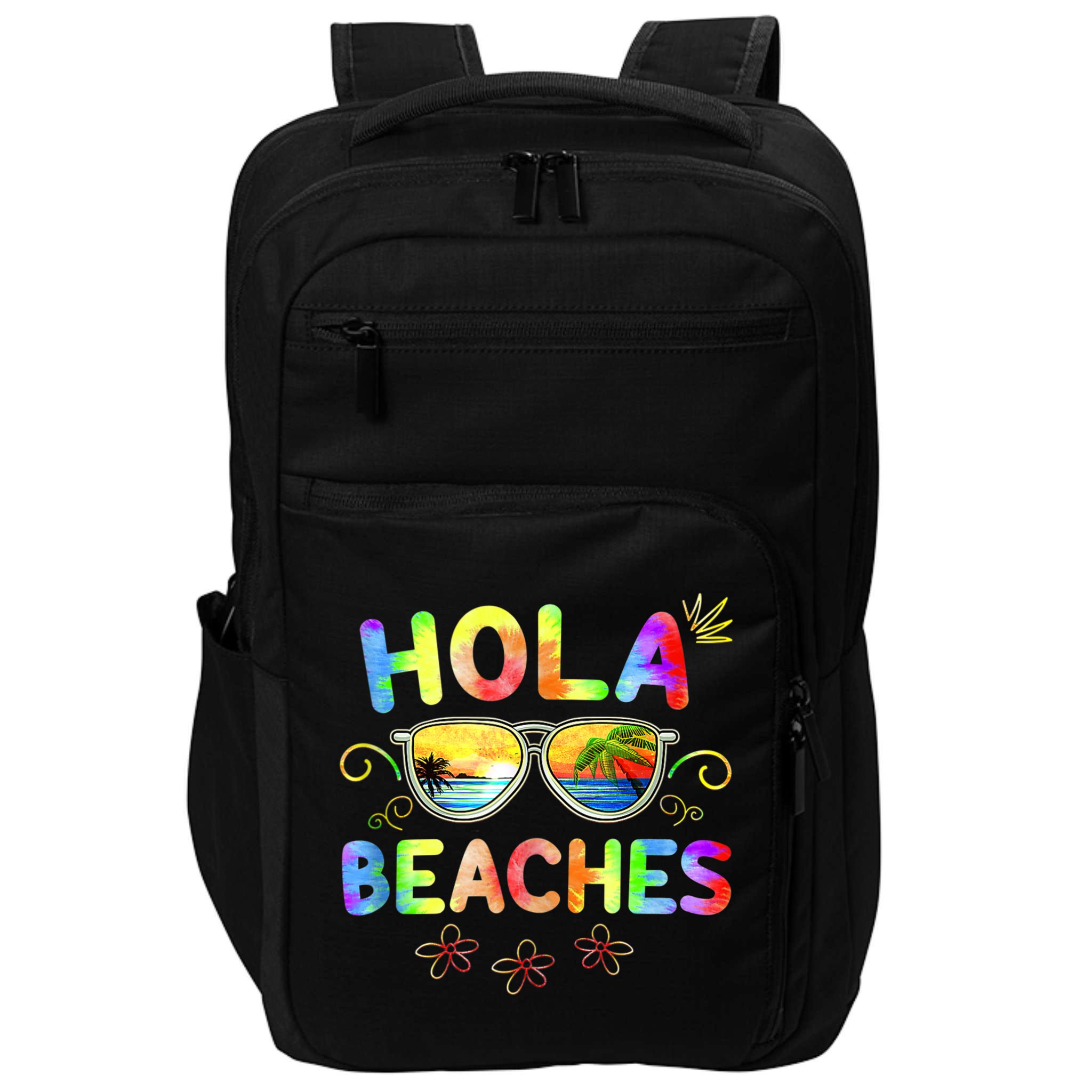 Hola Beaches Tie Dye Funny Beach Vacation Summer Impact Tech Backpack