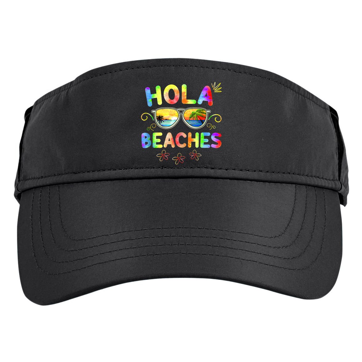 Hola Beaches Tie Dye Funny Beach Vacation Summer Adult Drive Performance Visor