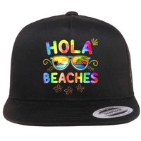Hola Beaches Tie Dye Funny Beach Vacation Summer Flat Bill Trucker Hat